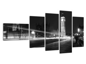 Černobílý obraz Londýna - Big ben