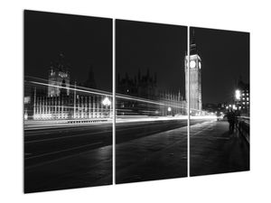 Černobílý obraz Londýna - Big ben