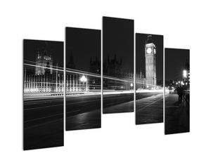 Černobílý obraz Londýna - Big ben