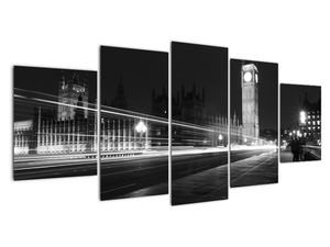 Černobílý obraz Londýna - Big ben