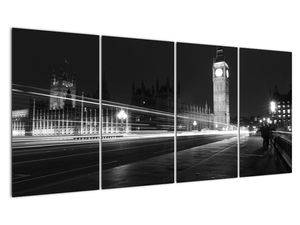 Černobílý obraz Londýna - Big ben