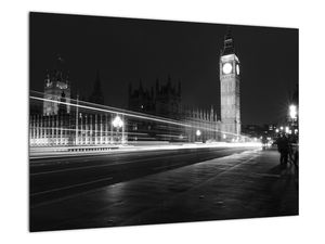 Černobílý obraz Londýna - Big ben